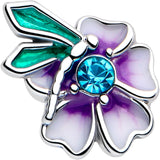 20G 7mm Blue Gem Faerie Flower Purple L Shape Nose Ring