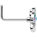 20G 7mm Blue Gem Faerie Flower Purple L Shape Nose Ring