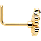 20G 7mm Clear Gem Gold Tone Color Block Butterfly L Shape Nose Ring
