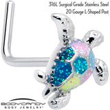 20G 7mm Glitter Turtle L Shape Nose Ring