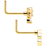 20G 7mm Clear CZ Gem Gold Tone Bee Hive Luv L Shape Nose Ring Set of 2