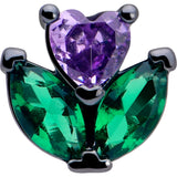 20G 7mm Purple Green CZ Gem Black Love Flower L Shape Nose Ring