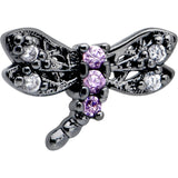 20G 7mm Purple CZ Gem Black Night Dragonfly L Shape Nose Ring