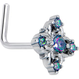 20G 7mm Vitrail CZ Gem Beauty Cross L Shape Nose Ring