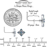 20G 7mm Vitrail CZ Gem Beauty Cross L Shape Nose Ring