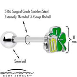 Beer Shamrock St Patricks Barbell Tongue Ring