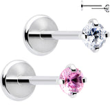 2.5mm Gem Flat Back Earring Threadless Push In Stud 20G