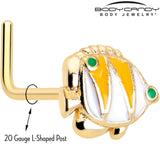 20G 7mm Gold Tone Tropical Fish L Shape Nose Ring Set of 3