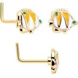 20G 7mm Gold Tone Tropical Fish L Shape Nose Ring Set of 3