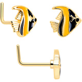 20G 7mm Gold Tone Tropical Fish L Shape Nose Ring Set of 3