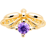20G 7mm Purple Gem Gold Tone Beauty Bug L Shape Nose Ring