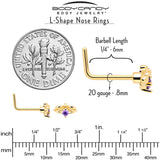 20G 7mm Purple Gem Gold Tone Beauty Bug L Shape Nose Ring