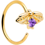 20G 5/16 Purple Gem Gold Tone Beauty Bug Nose Hoop