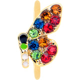 20G 5/16 Red Blue Gem Gold Tone Butterfly Nose Hoop