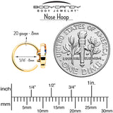 20G 5/16 Red Blue Gem Gold Tone Butterfly Nose Hoop