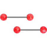 14G 9/16 Color Acrylic Ball Ends Barbell Nipple Ring Set