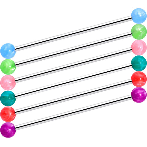 14G Color Acrylic Ball Industrial Barbell 38mm