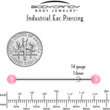 14G Color Acrylic Ball Industrial Barbell 38mm