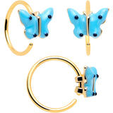 20G Gold Tone Cherry Flower L Shape Nose Hoop Nose Bone Set of 3