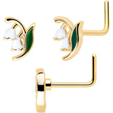 20G Gold Tone Cherry Flower L Shape Nose Hoop Nose Bone Set of 3