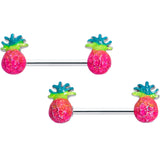 14G 9/16 Hot Tropical Pineapple Barbell Nipple Ring Set
