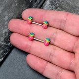 14G 9/16 Hot Tropical Pineapple Barbell Nipple Ring Set