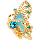 20G 7mm Blue Gem Ribbon Butterfly L Shape Nose Ring