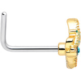 20G 7mm Blue Gem Ribbon Butterfly L Shape Nose Ring