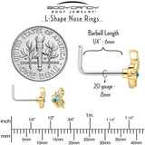 20G 7mm Blue Gem Ribbon Butterfly L Shape Nose Ring