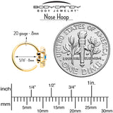 20G 5/16 Blue CZ Gem Gold Tone Flower Ring Nose Hoop