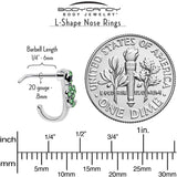 20G 7mm Green Gem Snake Sweetie Faux Hoop L Shape Nose Ring