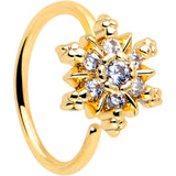 20G 5/16 Clear CZ Gem Gold Tone Glam Snowflake Nose Hoop