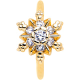 20G 5/16 Clear CZ Gem Gold Tone Glam Snowflake Nose Hoop