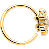 20G 5/16 Clear CZ Gem Gold Tone Glam Snowflake Nose Hoop