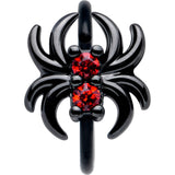 20G 5/16 Red CZ Gem Black Sleek Spider Nose Hoop