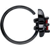 20G 5/16 Red CZ Gem Black Sleek Spider Nose Hoop