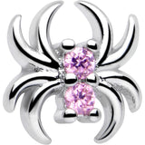 20G 7mm Pink CZ Gem Sleek Spider L Shape Nose Ring