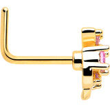 20G 7mm Pink Gem Gold Tone Twining Vine L Shape Nose Ring