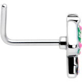 20G 7mm Aurora Gem Fanciful Green Mushroom L Shape Nose Ring