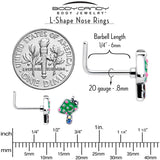 20G 7mm Aurora Gem Fanciful Green Mushroom L Shape Nose Ring