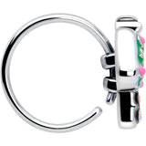 20G 5/16 Aurora Gem Fanciful Green Mushroom Nose Hoop