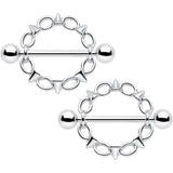14G 9/16 Links And Spikes Nipple Shield Set