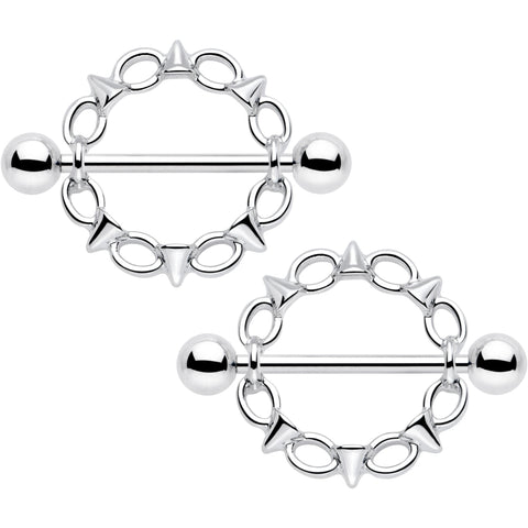 14G 9/16 Links And Spikes Nipple Shield Set