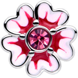 20G 5/16 Pink CZ Gem Dainty Pink Flower L Shape Nose Ring