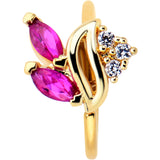 20G 5/16 Red CZ Gem Gold Tone Swirl Fan Nose Hoop
