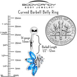 Blue CZ Gem Swirl Fan Belly Ring