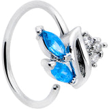20G 5/16 Blue CZ Gem Swirl Fan Nose Hoop