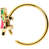 20G 5/16 Clear CZ Gem Gold Tone Bell Flower Nose Hoop