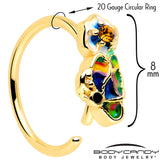 20G 5/16 Yellow Gem Gold Tone Butterfly Colors Nose Hoop