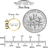 20G 5/16 Yellow Gem Gold Tone Butterfly Colors Nose Hoop